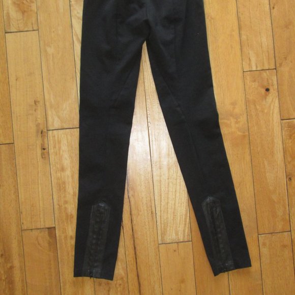 Elaine Kim Ital Skinny Tech Stretch Leather Trim Leggings Size 4 - Picture 2 of 5